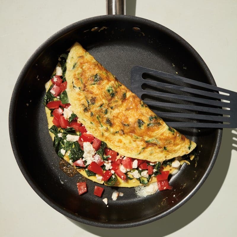 Spinach, tomato & feta omelet