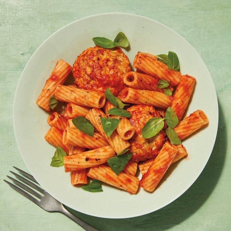 Turkey meatballs with rigatoni