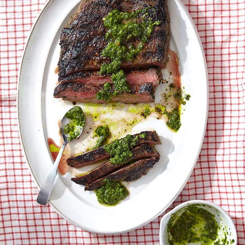 Argentinian flank steak with homemade chimichurri
