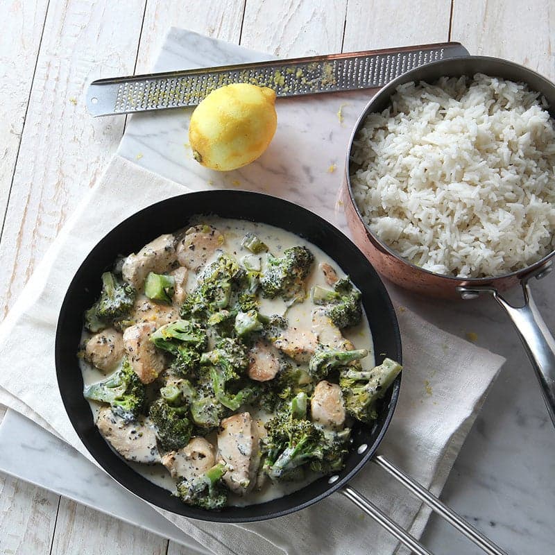 Citronkyckling med basilika och ris