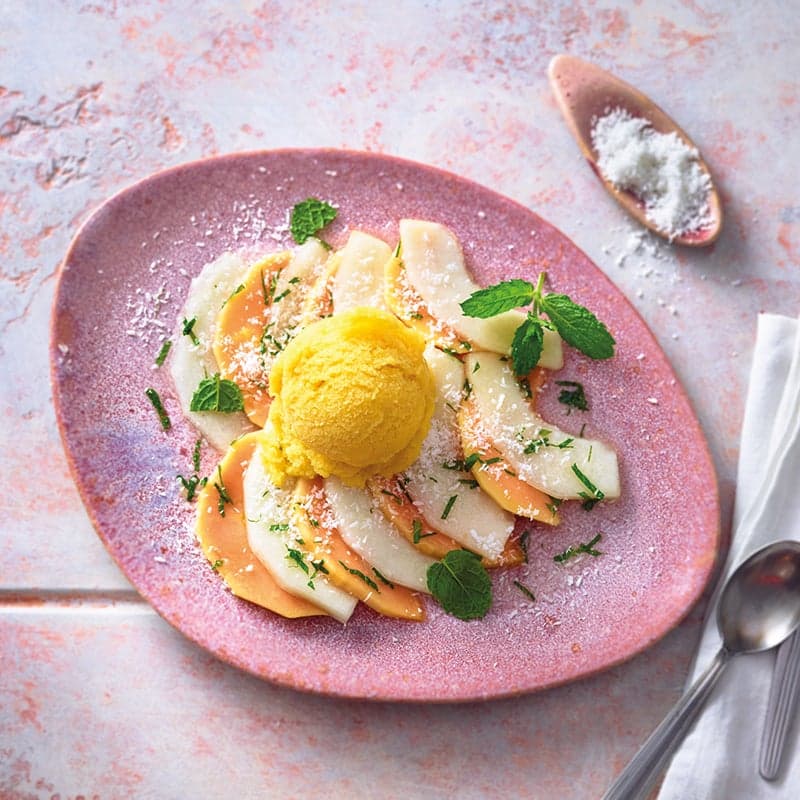 ViktVäktarna - Melon- och papayacarpaccio med glass