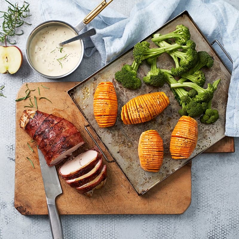 ViktVäktarna - Baconinlindad kalkon med hasselbackssötpotatis