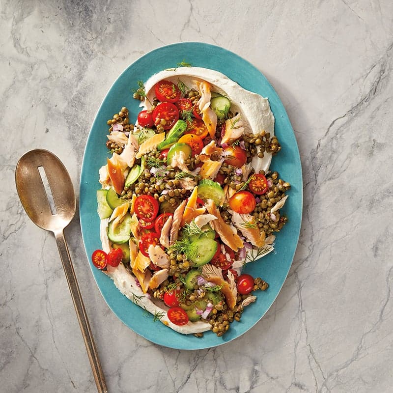 Lentil, Cucumber & Smoked Trout Salad
