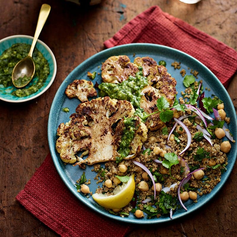 ViktVäktarna - Blomkålsstek med quinoa och grön chutney