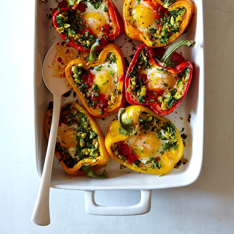 ViktVäktarna - Ugnsbakade paprikor med kikärter, ägg och harissa