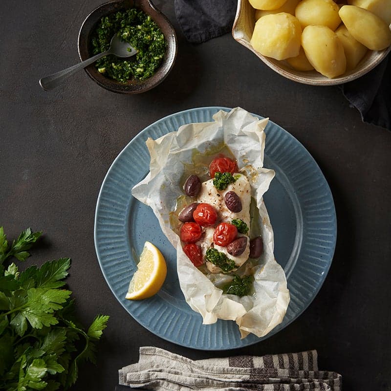 ViktVäktarna - Torskrygg i paket med oliver och gremolata