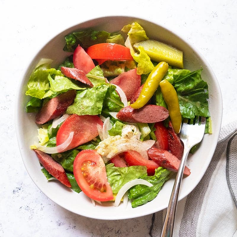 Chicago-style hot dog salad