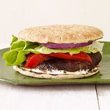 Grilled portobello burger with basil mayo