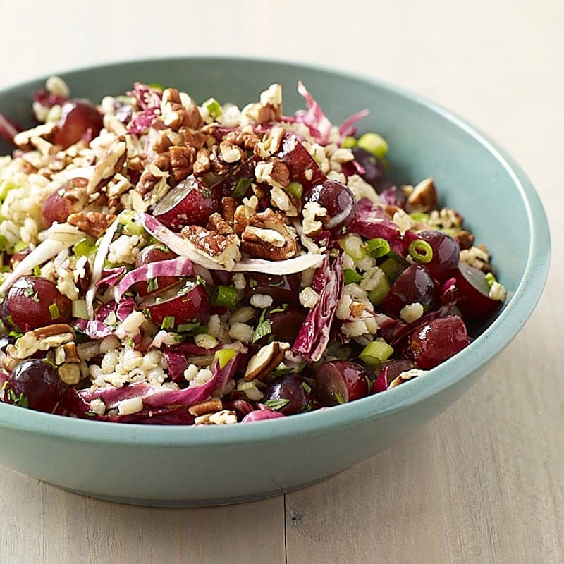 Barley salad with grapes and pecans