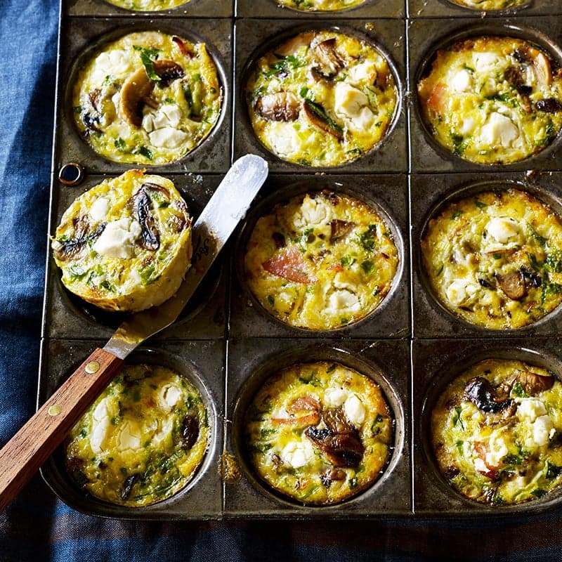 Mushroom and Canadian bacon frittatas