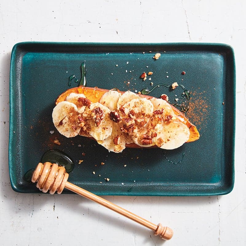 Sweet Potato Toast with Banana, Honey & Pecans
