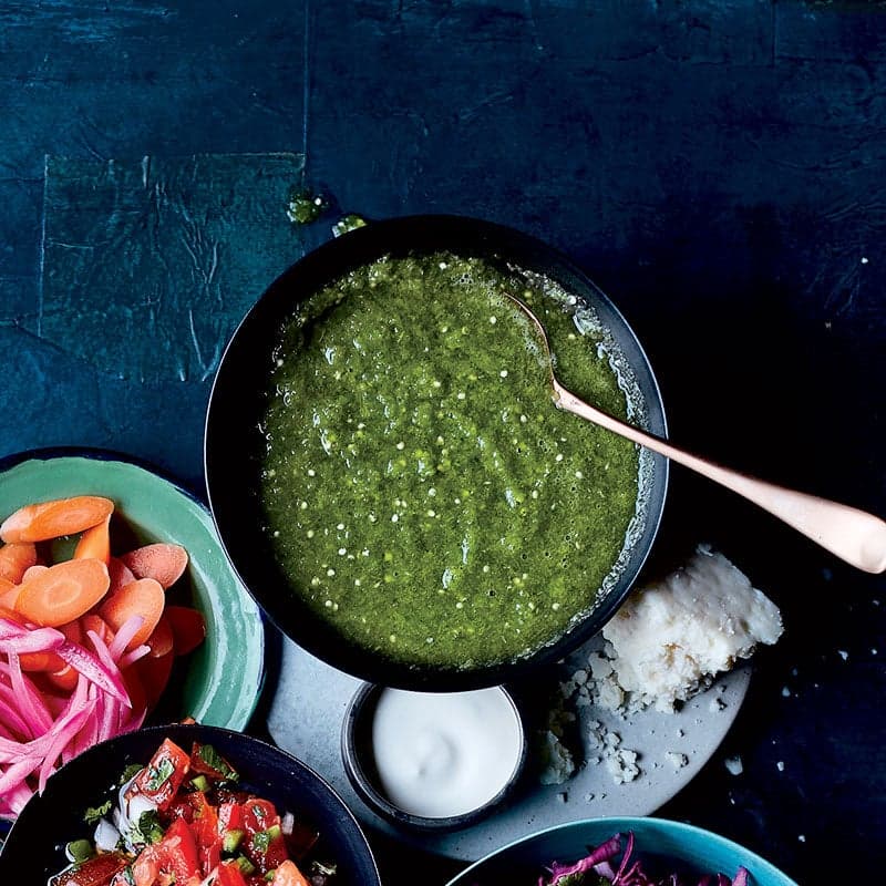 Bright green salsa verde