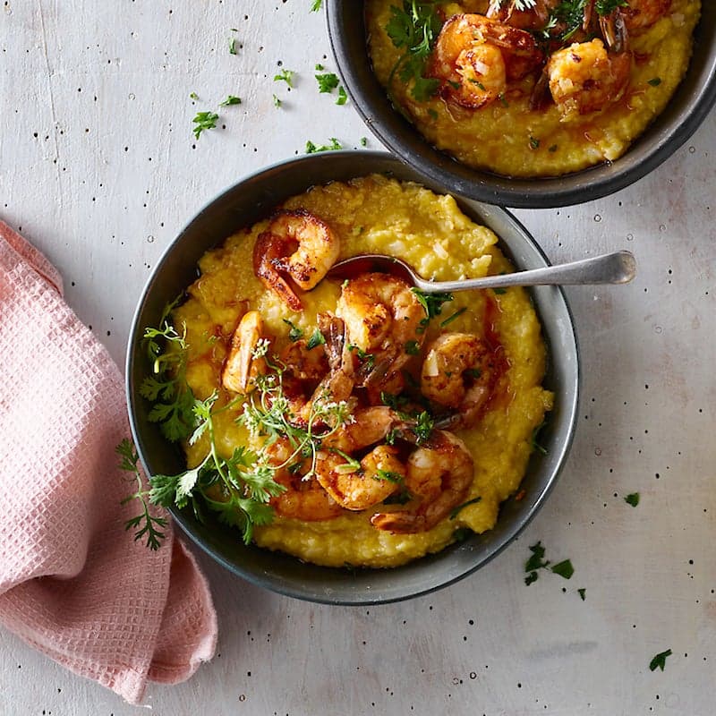 Shrimp and Grits with Roasted Vegetable Sofrito by Chef Eric Greenspan