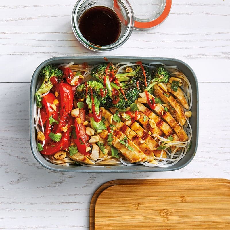 Asian Chicken & Veggie Bowl with Rice Noodles