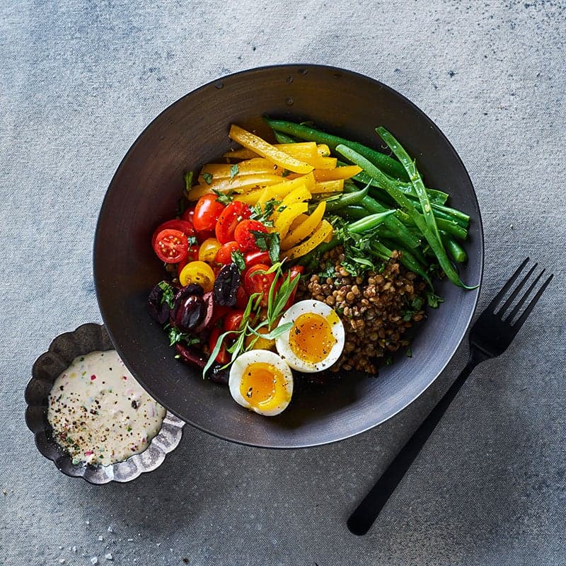 French Lentil Bowl with Creamy Mustard Vinaigrette