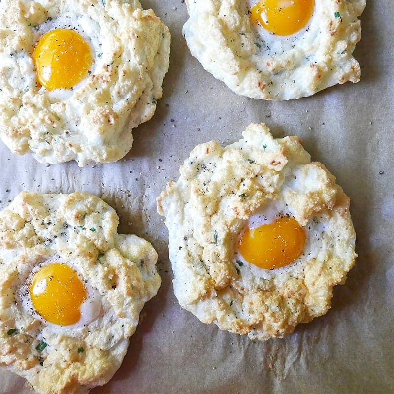 Cheese and herb cloud eggs