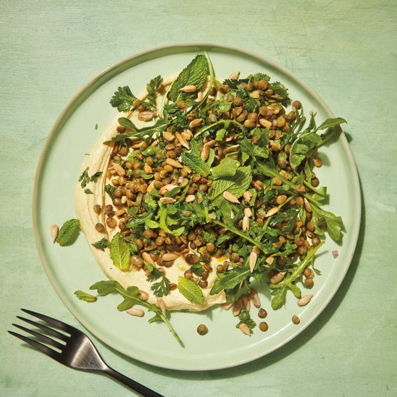 French lentil salad with spiced yogurt